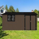 Ball & Cast 10x12 FT Outdoor Storage Shed,Metal Aluminum Waterproof Tool Sheds with Window,Heavy-Duty Sheds Unit w/Door and Vents,for Storing Bicycles,Lawnmowers,Barbeques,Brown