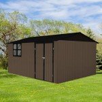 Ball & Cast 10x12 FT Outdoor Storage Shed,Metal Aluminum Waterproof Tool Sheds with Window,Heavy-Duty Sheds Unit w/Door and Vents,for Storing Bicycles,Lawnmowers,Barbeques,Brown