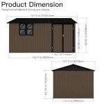 Ball & Cast 10x12 FT Outdoor Storage Shed,Metal Aluminum Waterproof Tool Sheds with Window,Heavy-Duty Sheds Unit w/Door and Vents,for Storing Bicycles,Lawnmowers,Barbeques,Brown
