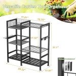 keomaisyto Garden Tool Organizer with Basket, 3 Tier Yard Tool Storage Rack for Garage Organization, Heavy Duty Garden Tool Holder with 35 Long-Handled Tool Slots for Shed, Yard, Garage