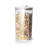 LivLab Mker Cereal Storage Container 1.4 Qt POP Container BPA-Free Airtight Rice & Flour Dispenser, Dry Food Storage, Kitchen Pantry Organization，White