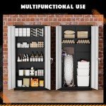 Greenvelly Metal Storage Cabinet with Doors and Adjustable Shelves,72" Locking Metal Garage Storage Cabinets,Lockable Metal File Cabinet,Metal Tool Cabinet for Garage,Home Office,School (Black Grey)