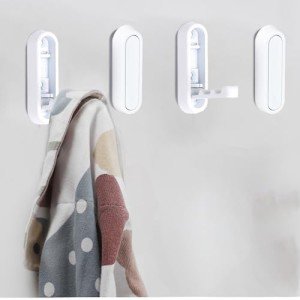 Foldable Towel Hooks for Bathroom,Wall Hooks for Hanging Heavy Duty Coat Robe Purse Hooks, Foldable Hooks Storage Solution for Bathroom,Closet,Entryway,Pool and Kitchen (4, White)