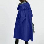 Prime Deals October 8-9 Womens Fall Jackets Raincoat Women Waterproof Long Hooded Trench Coats Lined Windbreaker Travel Jackets Winter Outfits Fashion 2024 Blue Medium My Orders