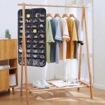 Bloss Hanging Jewelry Organizer, Double Sided 80 Pocket Jewelry Chain Storage Bag 2 Layer of Fabric Jewelry Organizer Holder for Necklace Bracelet Earring Ring Chain Knitting Tool-Black