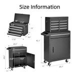 ChicFurnit Tool Chest, Rolling Tool Chest with 5-Drawer, Tool Cabinet with Universal Lockable Wheels, Tool Box with Detachable Top and Adjustable Shelf, Garage Tool Cart with Locking Mechanism,Black