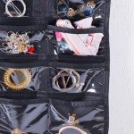 Bloss Hanging Jewelry Organizer, Double Sided 80 Pocket Jewelry Chain Storage Bag 2 Layer of Fabric Jewelry Organizer Holder for Necklace Bracelet Earring Ring Chain Knitting Tool-Black