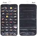 Bloss Hanging Jewelry Organizer, Double Sided 80 Pocket Jewelry Chain Storage Bag 2 Layer of Fabric Jewelry Organizer Holder for Necklace Bracelet Earring Ring Chain Knitting Tool-Black