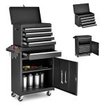 ChicFurnit Tool Chest, Rolling Tool Chest with 5-Drawer, Tool Cabinet with Universal Lockable Wheels, Tool Box with Detachable Top and Adjustable Shelf, Garage Tool Cart with Locking Mechanism,Black