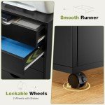 Sweetcrispy 5 Drawer Chest, Dressers Storage Cabinets Wooden Dresser Mobile Cabinet with Wheels Room Organizer, Small Drawers Wood Organization Furniture for Office, Home, Black Wood