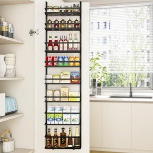 RUILALIFE 8-Tier-Over-The-Door-Pantry-Organizer Storage, Adjustable Hanging Behind Door Rack for Bathroom Bedroom Closet, Wall Mount Spice Rack Back Of Door, Seasoning Rack Shelf Organization