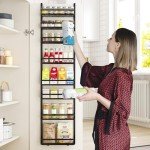 RUILALIFE 8-Tier-Over-The-Door-Pantry-Organizer Storage, Adjustable Hanging Behind Door Rack for Bathroom Bedroom Closet, Wall Mount Spice Rack Back Of Door, Seasoning Rack Shelf Organization