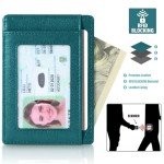 Travelambo Slim Wallet Front Pocket Minimalist Leather RFID Blocking Medium Size