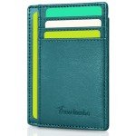 Travelambo Slim Wallet Front Pocket Minimalist Leather RFID Blocking Medium Size