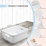 Soddeph Plastic Storage Baskets for Cabinets, Household Pantry Organization with Handle,Organizer Bins for Room,Bathrooms,Under-Sink,Kitchen (White, S-5PACK)