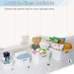 Soddeph Plastic Storage Baskets for Cabinets, Household Pantry Organization with Handle,Organizer Bins for Room,Bathrooms,Under-Sink,Kitchen (White, S-5PACK)