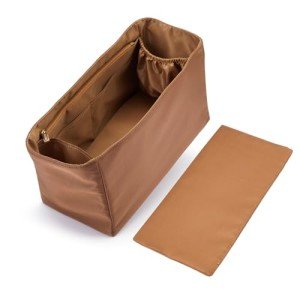 Volcuna Purse Organizer Nylon Water-Repellent Insert With Zipper Bag and Base Shaper for Neverfull Speedy Tote (Brown, X-Large)