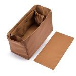 Volcuna Purse Organizer Nylon Water-Repellent Insert With Zipper Bag and Base Shaper for Neverfull Speedy Tote (Brown, X-Large)