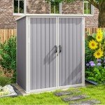 Jolydale 5.0’ x 3.1’ Outdoor Storage Shed, Resin Utility Tool Shed with Large Storage Room Storage House with Lockable Door, for Backyard, Patio and Lawn Furniture, Gray