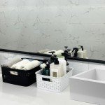 Soddeph Plastic Storage Baskets for Cabinets, Household Pantry Organization with Handle,Organizer Bins for Room,Bathrooms,Under-Sink,Kitchen (White, S-5PACK)