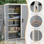 Jolydale 5.0’ x 3.1’ Outdoor Storage Shed, Resin Utility Tool Shed with Large Storage Room Storage House with Lockable Door, for Backyard, Patio and Lawn Furniture, Gray