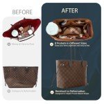 Volcuna Purse Organizer Nylon Water-Repellent Insert With Zipper Bag and Base Shaper for Neverfull Speedy Tote (Brown, X-Large)