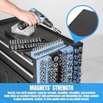 MODERNUS Magnetic Socket Organizer - 6-Piece Tool Storage for SAE & Metric Drive Sockets - Clear Size Markings, Deep Slots, Powerful Magnet - Holds 143 Pieces - (Sockets Not Included)