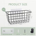 LIGHT DUST Wire Hanging Wall Basket, 2 Black Baskets Set, Adhesive Wall Mount Organizer for Pantry Kitchen RV Bathroom Cabinet Storage Organization