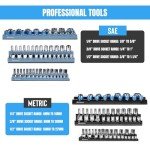 MODERNUS Magnetic Socket Organizer - 6-Piece Tool Storage for SAE & Metric Drive Sockets - Clear Size Markings, Deep Slots, Powerful Magnet - Holds 143 Pieces - (Sockets Not Included)