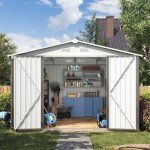 Aoxun 9.5 x 9.5 FT Outdoor Storage Shed with Lockable Door Outdoor Large Metal Shed Waterproof Tool Shed Storaging Tool, Bike for Paio, Lawn, Gray