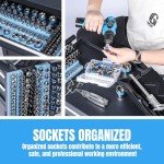 MODERNUS Magnetic Socket Organizer - 6-Piece Tool Storage for SAE & Metric Drive Sockets - Clear Size Markings, Deep Slots, Powerful Magnet - Holds 143 Pieces - (Sockets Not Included)