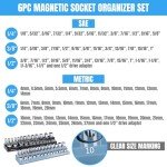 MODERNUS Magnetic Socket Organizer - 6-Piece Tool Storage for SAE & Metric Drive Sockets - Clear Size Markings, Deep Slots, Powerful Magnet - Holds 143 Pieces - (Sockets Not Included)