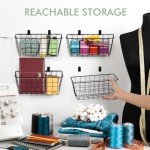 LIGHT DUST Wire Hanging Wall Basket, 2 Black Baskets Set, Adhesive Wall Mount Organizer for Pantry Kitchen RV Bathroom Cabinet Storage Organization