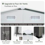 Aoxun 9.5 x 9.5 FT Outdoor Storage Shed with Lockable Door Outdoor Large Metal Shed Waterproof Tool Shed Storaging Tool, Bike for Paio, Lawn, Gray