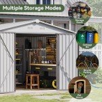 Aoxun 9.5 x 9.5 FT Outdoor Storage Shed with Lockable Door Outdoor Large Metal Shed Waterproof Tool Shed Storaging Tool, Bike for Paio, Lawn, Gray