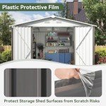 Aoxun 9.5 x 9.5 FT Outdoor Storage Shed with Lockable Door Outdoor Large Metal Shed Waterproof Tool Shed Storaging Tool, Bike for Paio, Lawn, Gray