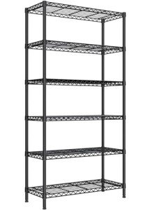 Golpart 6 Tier Adjustable Storage Shelves,Heavy Duty Metal Utility Shelf 1500LBS Capacity,Wire Shelving Unit Organizer Rack for Home,Kitchen,Pantry Room,14" D x 36" W x 72" H,Black