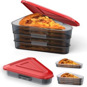 Pizza Storage Container, Expandable Pizza Slice Container, Reusable Pizza Pan Pizza Box Set with Lids to Leftover Organization and Space Saver