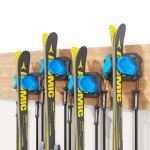 Ski & Snowboard Wall Rack for Garage Wall Fits Any Ski/board, Ski Wall Mount Holders Damage-Free Storage Rack, Garage Organization Space-Saving Winter Gear Organizer, Blue, 4 Pack