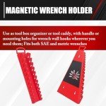 C&T 2 Pack Magnetic Wrench Organizer,Magnetic Wrench Holder, SAE and Metric,Premium Quality Wrench rack,1/4" - 1/16", 6mm-24mm, 15+12pack
