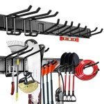 48In Garage Storage, Garage Tool Organization Wall Mount, Tool Organizer, Wall Mount Tool Storage Rack, Garage Garden Tool Organizer with 3 Rails and 7 Hooks, Hold Up to 440lbs, Include Torpedo level
