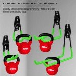 15-Piece Garage Hook Wall Storage Tool, Steel Heavy Duty Bike Hooks, Anti-Slip Utility Hook Hanger, Garden Organizer Wall Mount Assortment, Wood, Brick, Concrete Wall (Green)