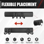 48In Garage Storage, Garage Tool Organization Wall Mount, Tool Organizer, Wall Mount Tool Storage Rack, Garage Garden Tool Organizer with 3 Rails and 7 Hooks, Hold Up to 440lbs, Include Torpedo level