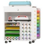 Craft Organization and Storage Cart Compatible with Cricut Machines, Featuring Vinyl Roll Holder and Drawers, Rolling Craft Storage Cabinet and Workstation for Craft Room and Home