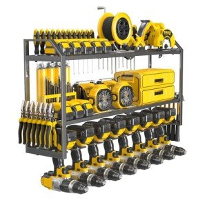 JOIRACK Power Tool Organizer Wall Mount,8 Drill Holders Wall Mount,3 Layers Garage Tool Organizers Cordless Tool Organizer,Power Tool Storage Rack Heavy Duty Drill Shelf （29IN Medium Size）