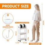 Yieach Slim Baby Storage Cart,3 Tier Rolling Carts With Wheels and Laundry Room Organization and Storage,Utility Bathroom Shelf and Slide Out Organizer for Kitchen,Laundry Narrow Storage Cabinet,White