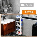 Yieach Slim Baby Storage Cart,3 Tier Rolling Carts With Wheels and Laundry Room Organization and Storage,Utility Bathroom Shelf and Slide Out Organizer for Kitchen,Laundry Narrow Storage Cabinet,White