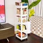 Yieach Slim Baby Storage Cart,3 Tier Rolling Carts With Wheels and Laundry Room Organization and Storage,Utility Bathroom Shelf and Slide Out Organizer for Kitchen,Laundry Narrow Storage Cabinet,White