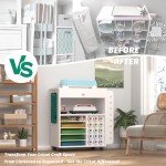 Craft Organization and Storage Cart Compatible with Cricut Machines, Featuring Vinyl Roll Holder and Drawers, Rolling Craft Storage Cabinet and Workstation for Craft Room and Home