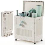 HAIXIN Large Plastic Storage Bins, Folding Storage Containers with Wheels, Sports Equipment Organizer, Basketball, Golf Balls, Home Garage Storage Box (Milk White, 32.4Gal)